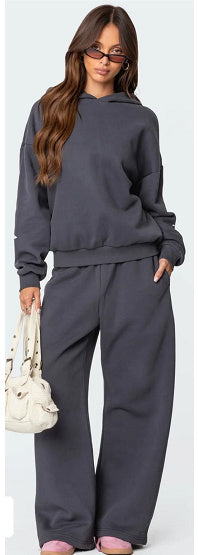 Suit Plus Fleece Hoodie Casual Sports Two-piece Set